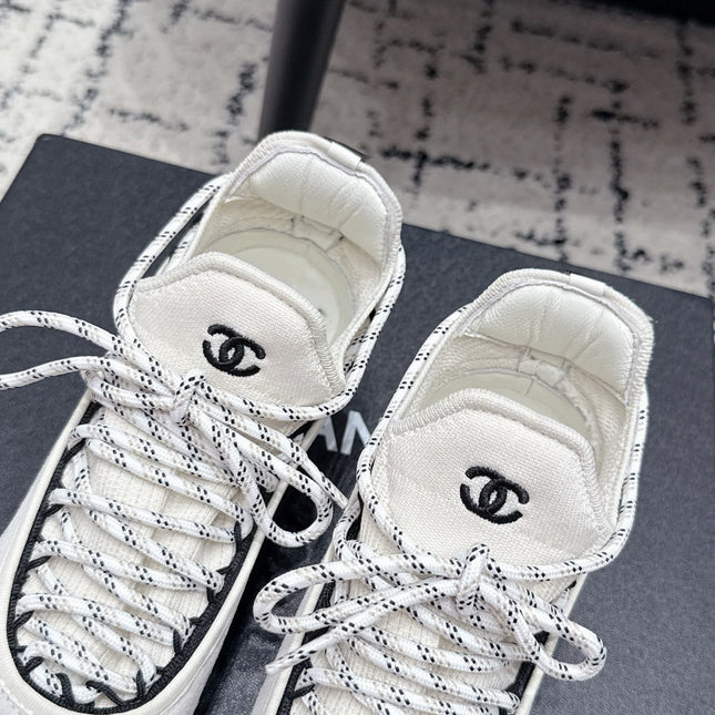 CHANEL 26S LACE-UP SNEAKERS IN WHITE SUEDE