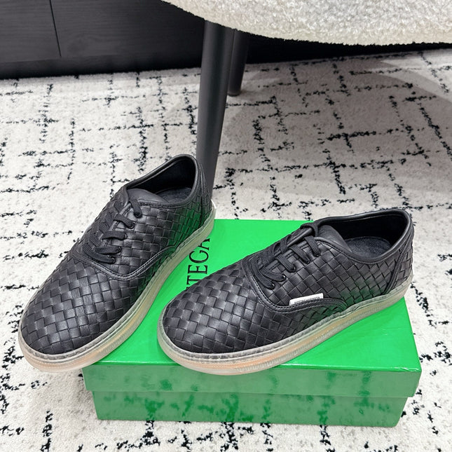 BOTTEGA VENETA 26S SNEAKERS IN BLACK WOVEN LAMBSKIN