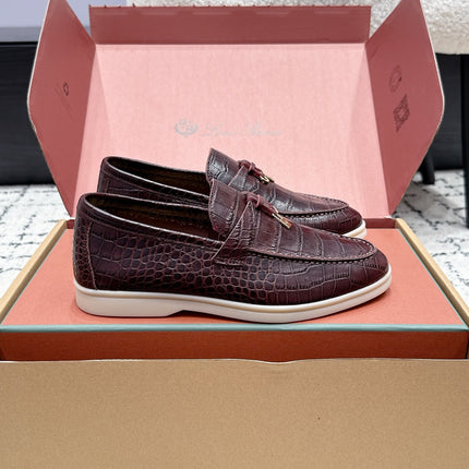 LP 26S SUMMER CHARMS WALK LOAFER IN DARK BROWN CROCODILE CALFSKIN GOLD HARDWARE