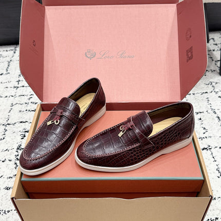 LP 26S SUMMER CHARMS WALK LOAFER IN DARK BROWN CROCODILE CALFSKIN GOLD HARDWARE