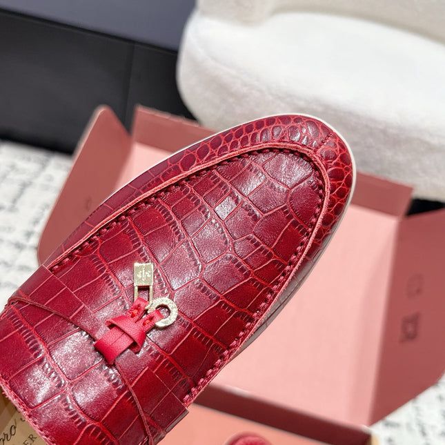 LP 26S SUMMER CHARMS WALK LOAFER IN DARK RED CROCODILE CALFSKIN GOLD HARDWARE