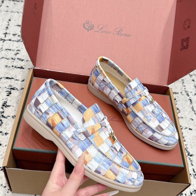 LP 26S SUMMER CHARMS WALK LOAFER IN MULTICOLOR CROCODILE CALFSKIN GOLD HARDWARE