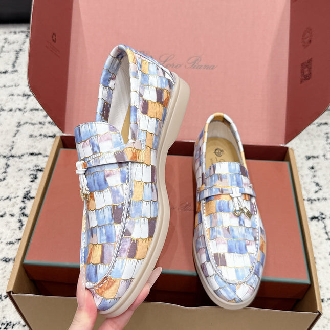 LP 26S SUMMER CHARMS WALK LOAFER IN MULTICOLOR CROCODILE CALFSKIN GOLD HARDWARE