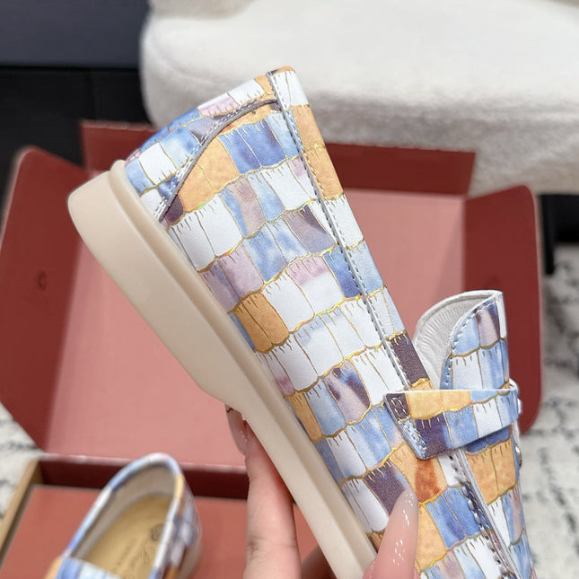 LP 26S SUMMER CHARMS WALK LOAFER IN MULTICOLOR CROCODILE CALFSKIN GOLD HARDWARE