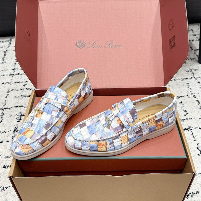LP 26S SUMMER CHARMS WALK LOAFER IN MULTICOLOR CROCODILE CALFSKIN GOLD HARDWARE