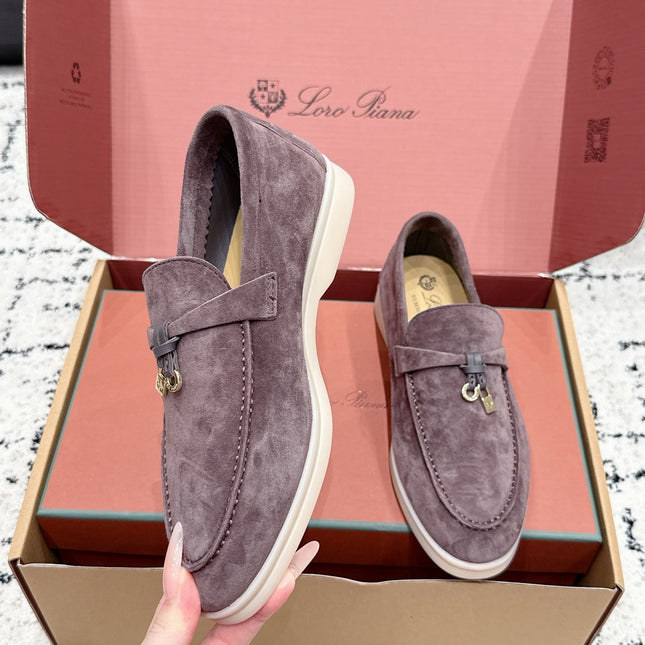 LP 26S SUMMER CHARMS WALK LOAFER IN PURPLE GRAY SUEDE GOLD HARDWARE