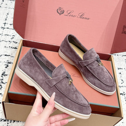 LP 26S SUMMER CHARMS WALK LOAFER IN PURPLE GRAY SUEDE GOLD HARDWARE