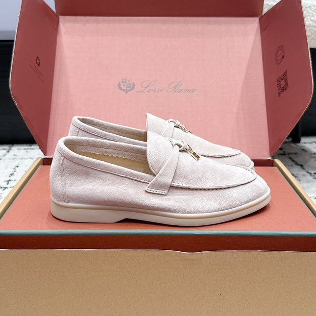 LP 26S SUMMER CHARMS WALK LOAFER IN LIGHT PINK GREY SUEDE GOLD HARDWARE