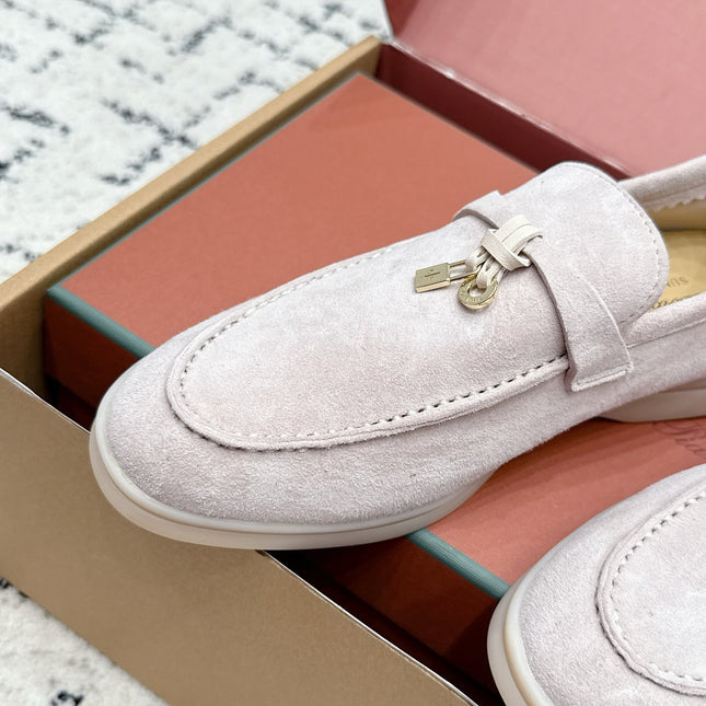 LP 26S SUMMER CHARMS WALK LOAFER IN LIGHT PINK GREY SUEDE GOLD HARDWARE
