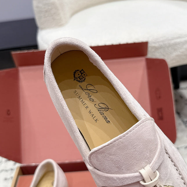 LP 26S SUMMER CHARMS WALK LOAFER IN LIGHT PINK GREY SUEDE GOLD HARDWARE