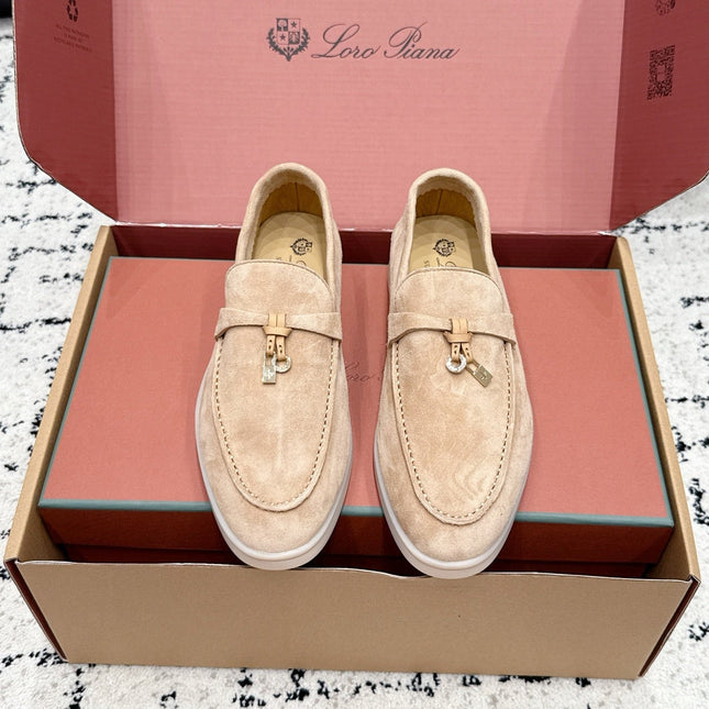 LP 26S SUMMER CHARMS WALK LOAFER IN DARK BEIGE SUEDE GOLD HARDWARE