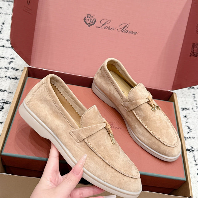 LP 26S SUMMER CHARMS WALK LOAFER IN DARK BEIGE SUEDE GOLD HARDWARE