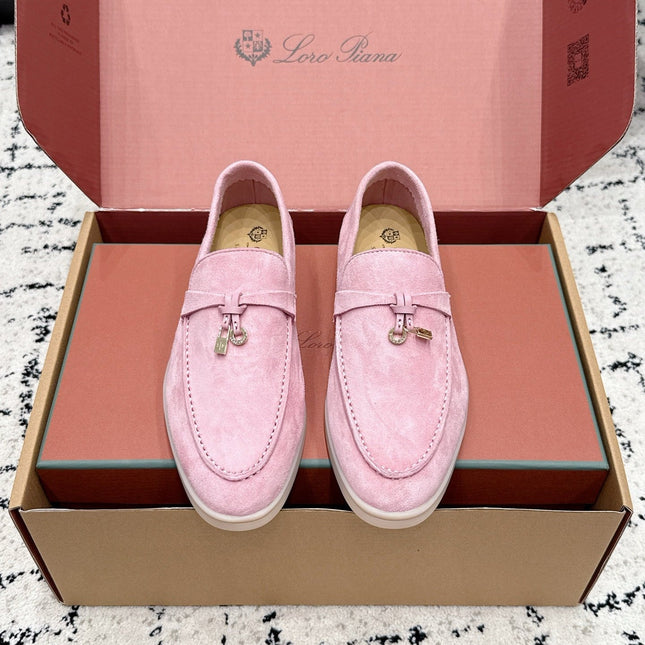 LP 26S SUMMER CHARMS WALK LOAFER IN PINK SUEDE GOLD HARDWARE