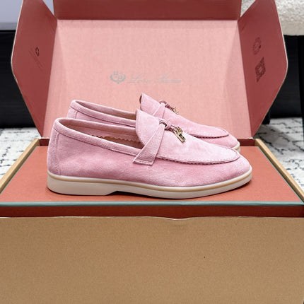 LP 26S SUMMER CHARMS WALK LOAFER IN PINK SUEDE GOLD HARDWARE