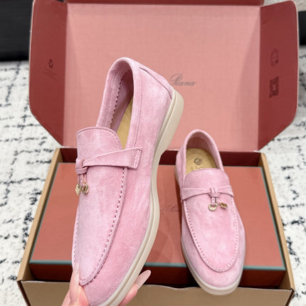LP 26S SUMMER CHARMS WALK LOAFER IN PINK SUEDE GOLD HARDWARE