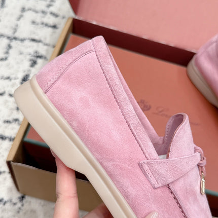 LP 26S SUMMER CHARMS WALK LOAFER IN PINK SUEDE GOLD HARDWARE