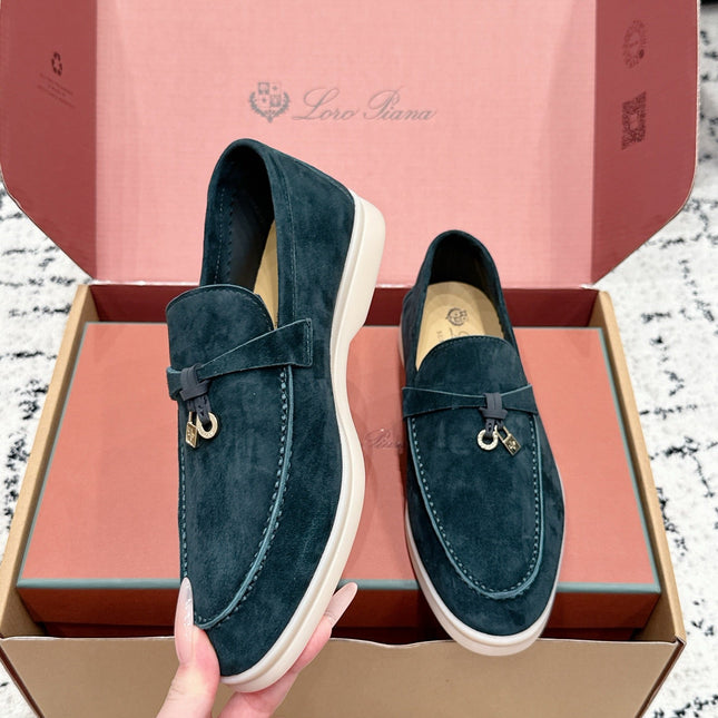 LP 26S SUMMER CHARMS WALK LOAFER IN DEEP TEAL GREEN SUEDE GOLD HARDWARE
