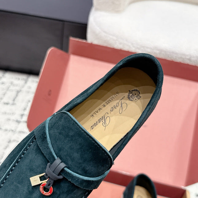 LP 26S SUMMER CHARMS WALK LOAFER IN DEEP TEAL GREEN SUEDE GOLD HARDWARE