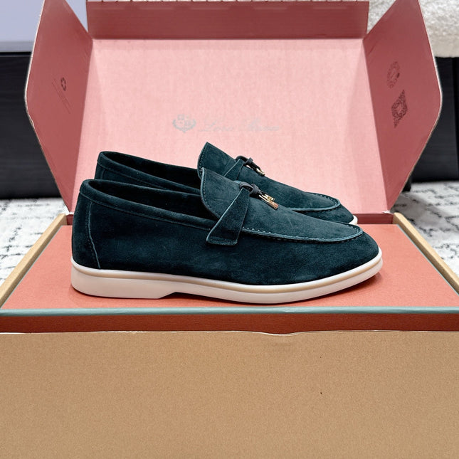 LP 26S SUMMER CHARMS WALK LOAFER IN DEEP TEAL GREEN SUEDE GOLD HARDWARE