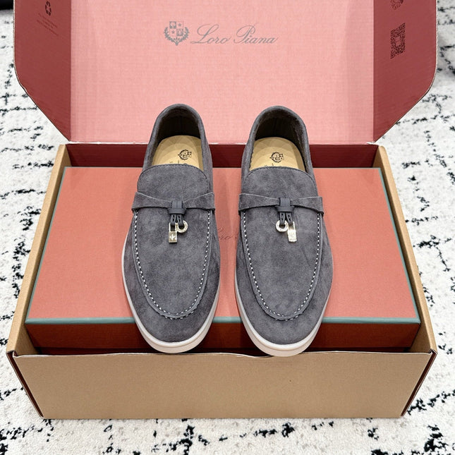 LP 26S SUMMER CHARMS WALK LOAFER IN CHARCOAL GRAY SUEDE GOLD HARDWARE