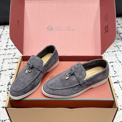 LP 26S SUMMER CHARMS WALK LOAFER IN CHARCOAL GRAY SUEDE GOLD HARDWARE
