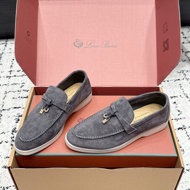 LP 26S SUMMER CHARMS WALK LOAFER IN CHARCOAL GRAY SUEDE GOLD HARDWARE