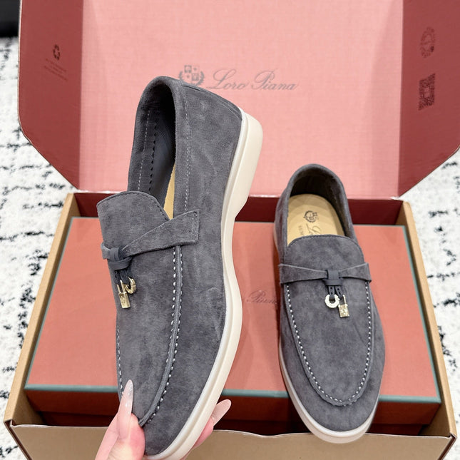 LP 26S SUMMER CHARMS WALK LOAFER IN CHARCOAL GRAY SUEDE GOLD HARDWARE