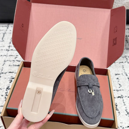 LP 26S SUMMER CHARMS WALK LOAFER IN CHARCOAL GRAY SUEDE GOLD HARDWARE
