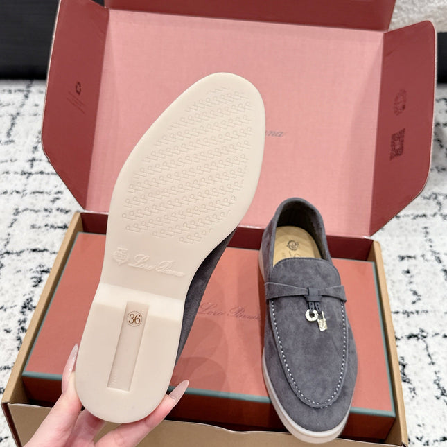 LP 26S SUMMER CHARMS WALK LOAFER IN CHARCOAL GRAY SUEDE GOLD HARDWARE