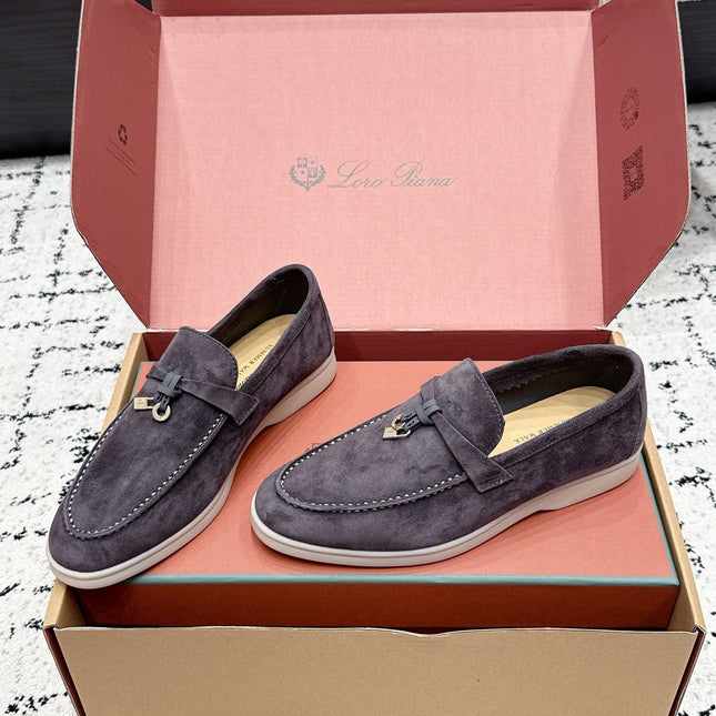 LP 26S SUMMER CHARMS WALK LOAFER IN PURPLE GRAY SUEDE GOLD HARDWARE
