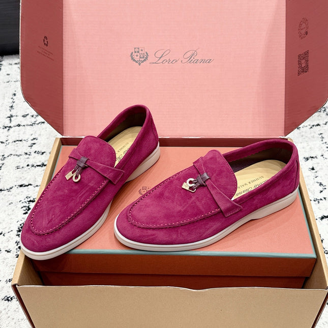 LP 26S SUMMER CHARMS WALK LOAFER IN FUCHSIA PINK SUEDE GOLD HARDWARE