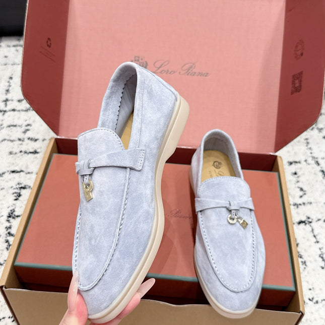 LP 26S SUMMER CHARMS WALK LOAFER IN LIGHT BLUE SUEDE GOLD HARDWARE