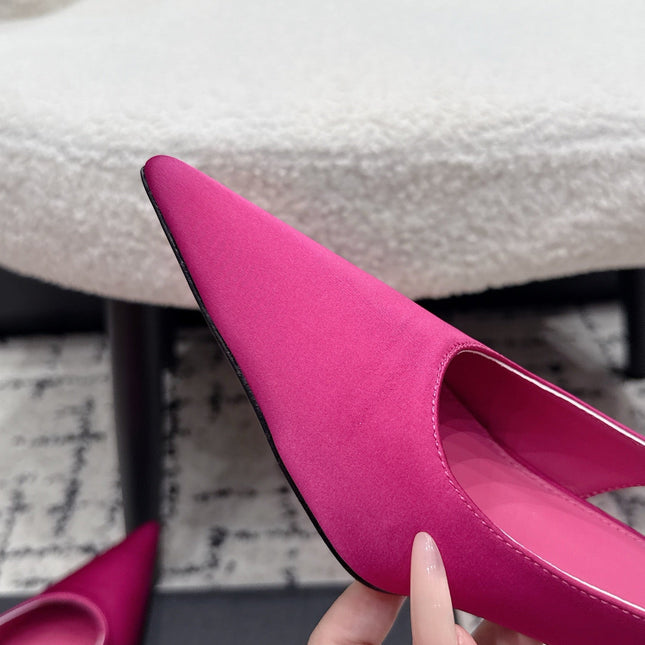 YSL 26S SLINGBACK PUMPS 60 MM IN PINK SATIN