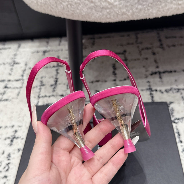 YSL 26S SLINGBACK PUMPS 60 MM IN PINK SATIN