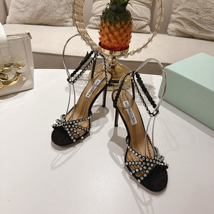 AQUAZZURA 26S HEELED SANDALS 100 MM IN BLACK SUEDE STYLE 3