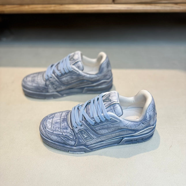 LV MEN'S LUXURY DESIGNER SPORTS BLUE SNEAKERS