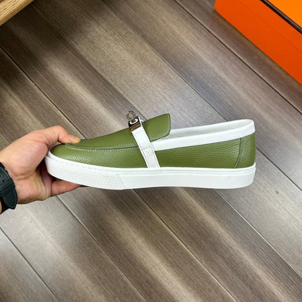 HM GAME SLIP-ON SNEAKER OLIVE CALFSKIN