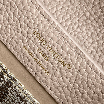 LV 26S CAPUCINES BAG 21 IN GRAYISH BEIGE TAURILLON CALFSKIN WITH GOLD HARDWARE