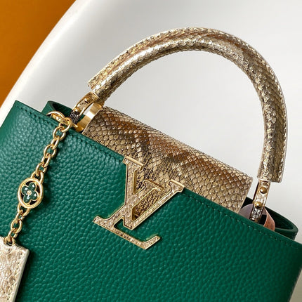 LV 26S CAPUCINES BAG 27 IN DARK GREEN TAURILLON CALFSKIN