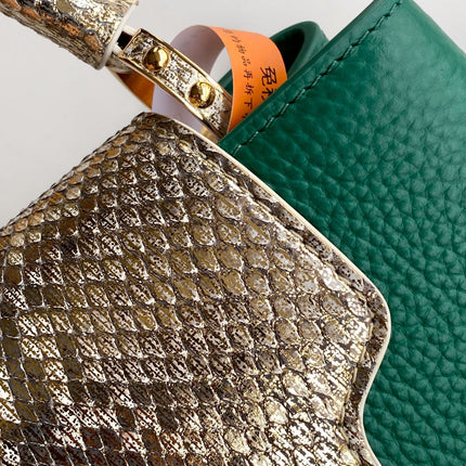 LV 26S CAPUCINES BAG 27 IN DARK GREEN TAURILLON CALFSKIN