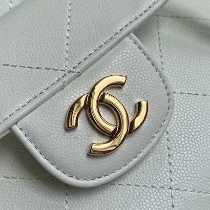 CHANEL 26S QUILTED SMALL SHOPPING TOTE 25 IN WHITE CAVIAR CALFSKIN GOLD HARDWARE