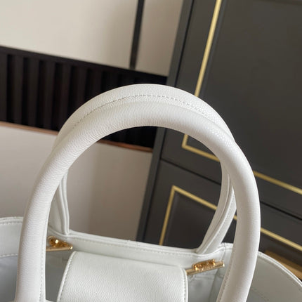 CHANEL 26S QUILTED SMALL SHOPPING TOTE 25 IN WHITE CAVIAR CALFSKIN GOLD HARDWARE