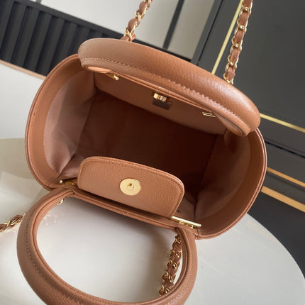 CHANEL 26S QUILTED SMALL SHOPPING TOTE 25 IN CARAMEL BROWN CAVIAR CALFSKIN GOLD HARDWARE