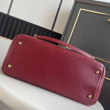 CHANEL 26S QUILTED LARGE SHOPPING TOTE 39 IN BURGUNDY RED CAVIAR CALFSKIN GOLD HARDWARE