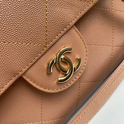 CHANEL 26S QUILTED LARGE SHOPPING TOTE 39 IN CARAMEL BROWN CAVIAR CALFSKIN GOLD HARDWARE