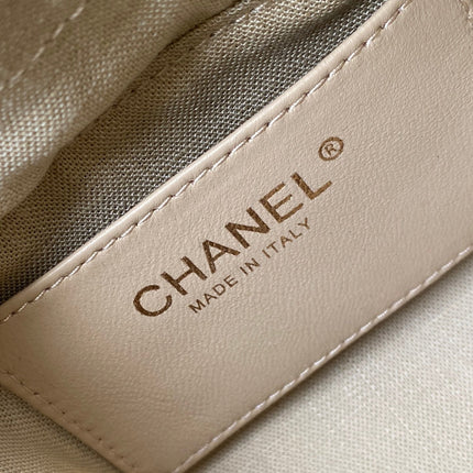 CHANEL 26S QUILTED HOBO BAG 27 IN LIGHT GREY CALFSKIN GOLD HARDWARE