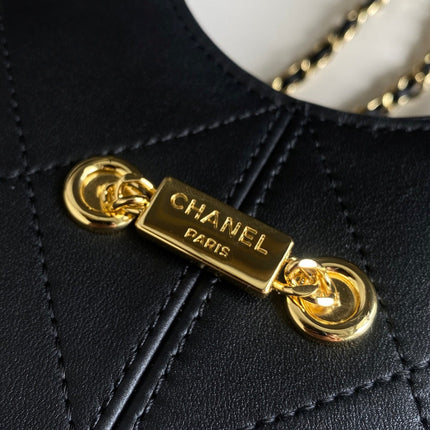 CHANEL 26S QUILTED HOBO BAG 27 IN BLACK CALFSKIN GOLD HARDWARE