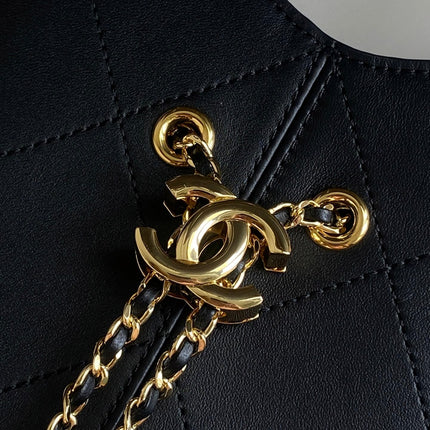 CHANEL 26S QUILTED HOBO BAG 27 IN BLACK CALFSKIN GOLD HARDWARE