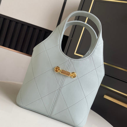 CHANEL 26S QUILTED HOBO BAG 27 IN PALE BLUE CALFSKIN GOLD HARDWARE