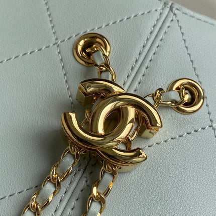 CHANEL 26S QUILTED HOBO BAG 27 IN PALE BLUE CALFSKIN GOLD HARDWARE
